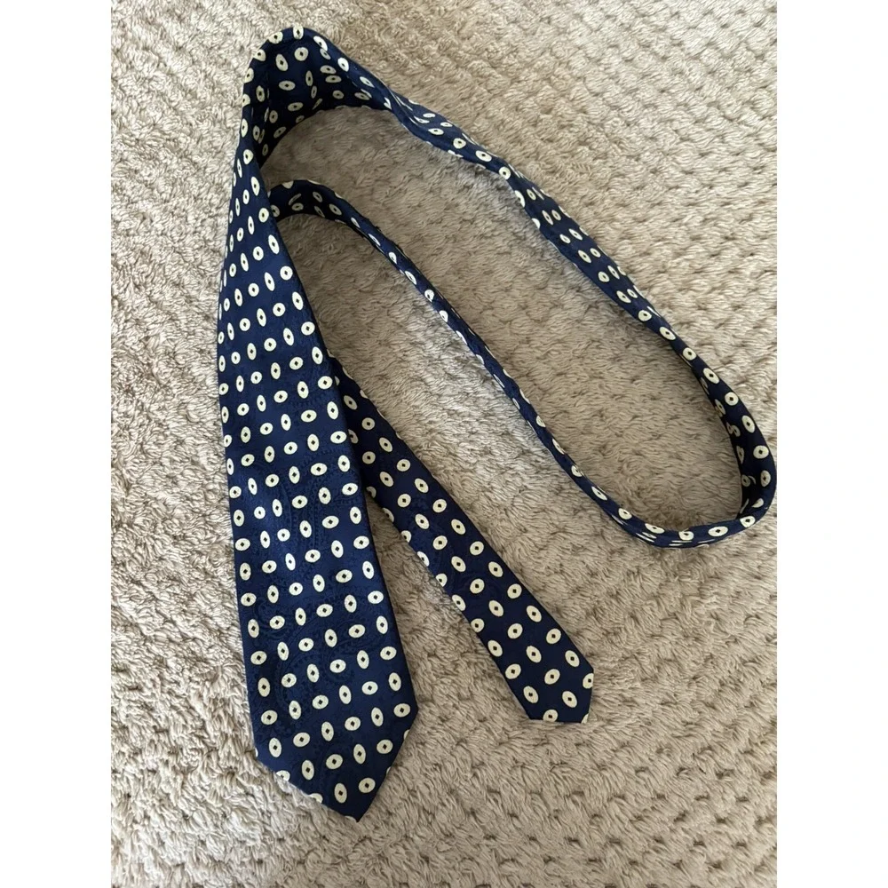 Vintage Polo Ralph Lauren Silk Tie Handmade Blue Beige Preppy Quiet Luxury